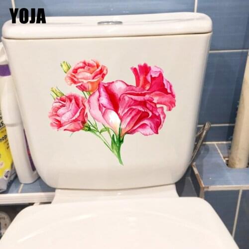 YOJA 22.8X19CM Watercolor Bouquet Fashion Living Room Wall Decor Decal Bathroom Toilet Sticker T1-2283
