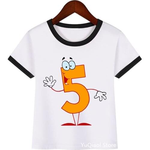 Funny kids clothes Number 5 cartoon print t-shirt for girls/boys harajuku shirt kawaii children clothing graphic tshirts boys