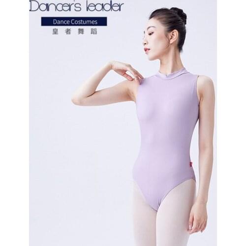 Women Ballet Leotards Stand Collar Bodysuits Adult Lace Splice Dance Wear Ballerina Dance Clothes Gymnastics Leotards