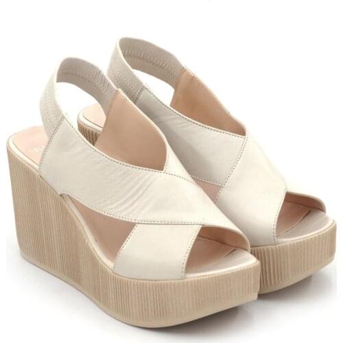 Wedges Sandals Genuine Leather Fashion New Season Made in Turkey