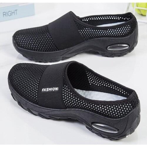 2021 Spring Women Platform Flats Shoes Summer Fashion Half Shoes For Females Outside Sneakers Shoes Breathable Mesh Casual Shoes