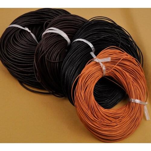 100m 1/1.5/2/3mm Dark Brown Black Coffe Primary Colors Real Leather Cord Cow Leather Rope String for Jewelry Making Supplies