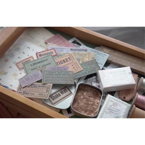 11-19 Vintage Kraft English Retro Ticket Label Decor Sticker DIY Scrapbooking Stickers Stationery Diary Planner Bullet Journal