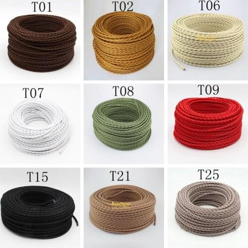 2m 3m 5m 10m 2 Core Textile Braided Twisted Cable Vintage Retro Light Cord Cloth Covered Electrical Wire