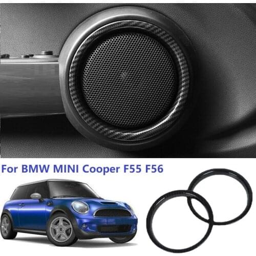 2PCS Carbon Fiber ABS Interior Door Speaker Cover Trim For BMW MINI Cooper F55 F56 2014-2020 Interior Mouldings