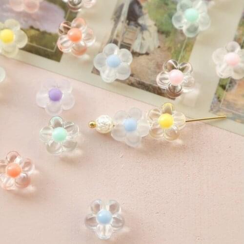 200pcs 12*13mm Acrylic Beads Solid / Transparent 6 leaf Flower Shape Beads For Jewelry Making DIY Necklace Earrings Accessories