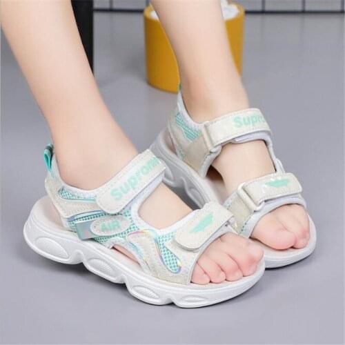 2021 girls' sandals girls' summer new fashion sports sandals casual solid soft bottom non slip light childrens sandals