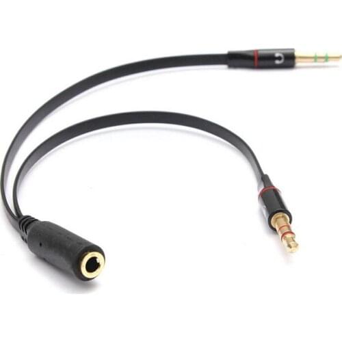 3.5mm Mic Audio Cable 1 Female to 2 Male Earphone Headphone AUX Y Splitter Cable Adapter for PC Laptop Tablet for iPhone