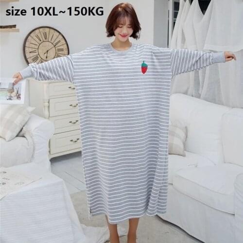 Large size 10XL Cotton Night Dress Long Sleeve nightgown Women O-Neck Sleepwear Maxi Dresses Casual Oversized Home sleep Dress