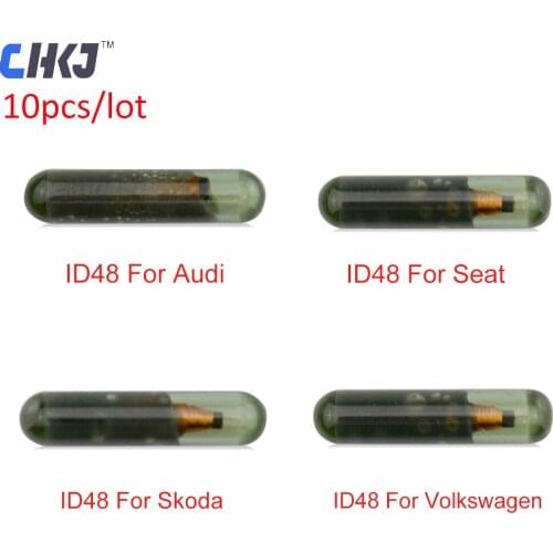 CHKJ 10PCS/LOT ID48 Transponder Glass Car Key Chip for Audi Seat Skoda Volkswagen Fob Auto Blank Chip Accessories Replacement