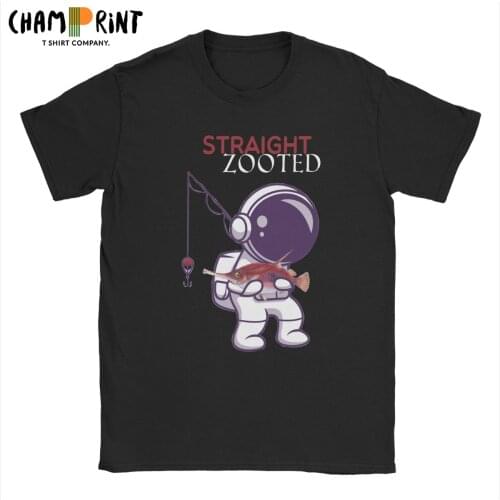 Crazy Straight Zooted Fish Astronaut T-Shirt Men Round Collar Pure Cotton T Shirt Short Sleeve Tees New Arrival Tops