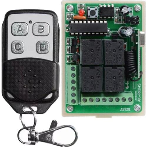 DC 12V 4CH Channel Wireless Remote Control Controller Radio Switch 315mhz 433.92Mhz Big Metal Transmitter Receiver