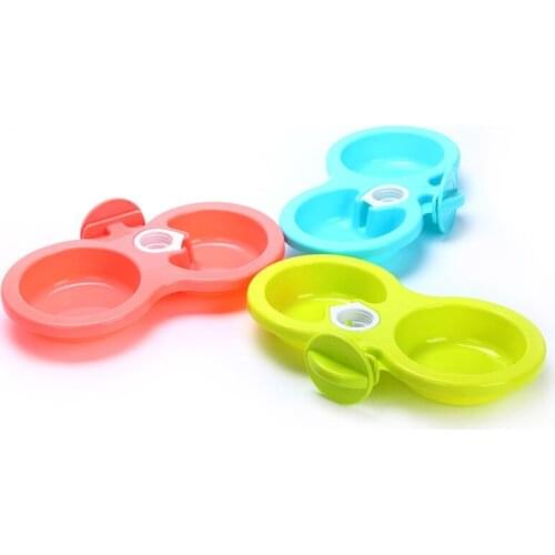 3 Colors Dual Use Dog Bowl Pet Cage Hanging Double Bowls For Puppy Cat Automatic Water Drinking /Food Feeding Dish Dogs Feeder