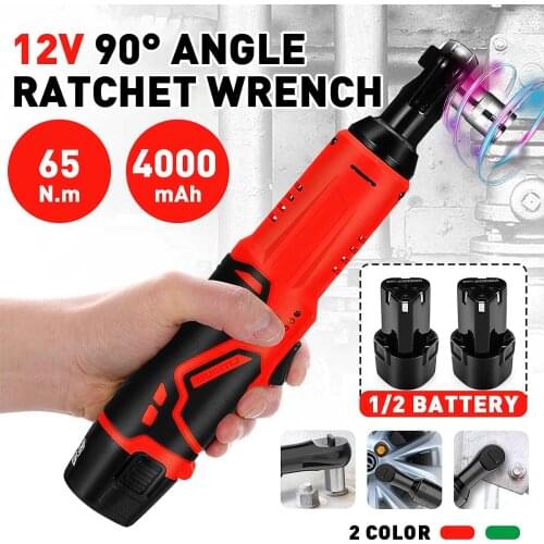 65N.m Cordless Electric Wrench 3/8" Ratchet Wrench Set Angle Drill Screwdriver Wrench Tools with 2 x 4000mAh Battery Charger Kit