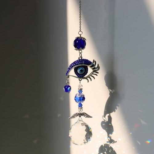 Butterfly Eye Crystal Beads Hanging Drop Prism Pendant Craft Chain Hanging Window Ornament Home Garden Decoration