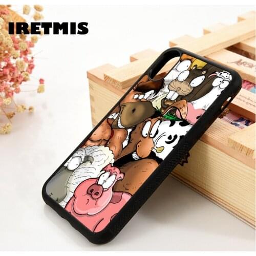 Iretmis 5 5S SE 6 6S Silicone phone case cover for iPhone 7 8 plus X Xs 11 Pro Max XR Farm animals cartoon pig sheep horse fox