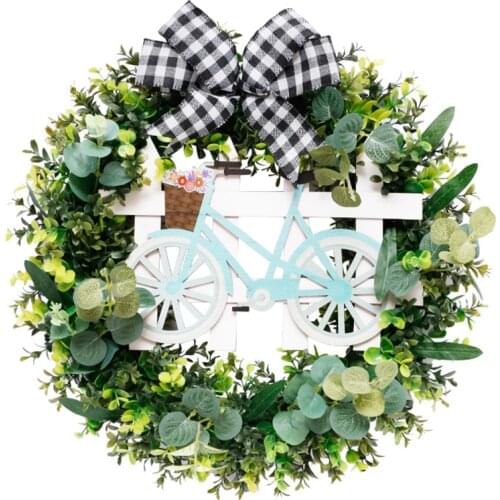 Artificial Green Leaves Wreath Front Door Home Decor Simulation Garland Grass Leaf Wreath For Wall Window Party Wedding Decor