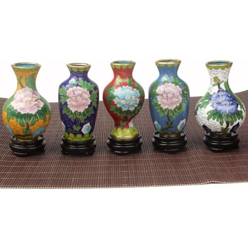 China Beijing featured crafts cloisonne vase 5 piece set classic bottle crafts pendulum 4"