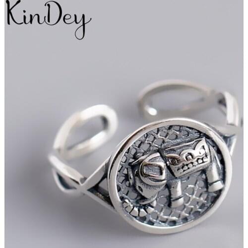 Trendy Silver Color Elephant Rings For Women Men Boho Vintage Jewelry Adjustable Size Finger Rings