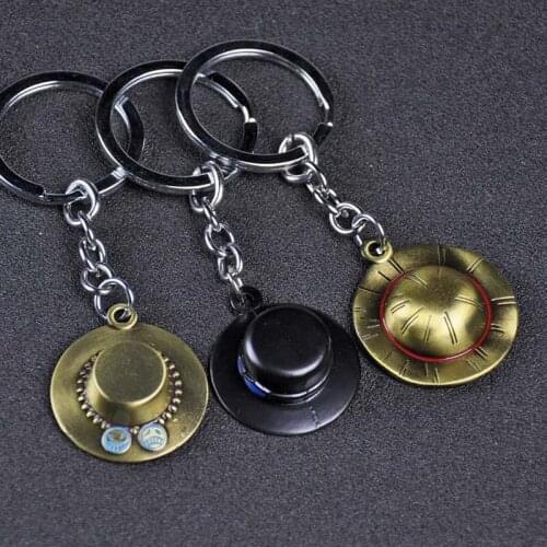 2020 new creative pirates sailing around straw hatmetal key ring men and women couple key chain ring decoration pendant