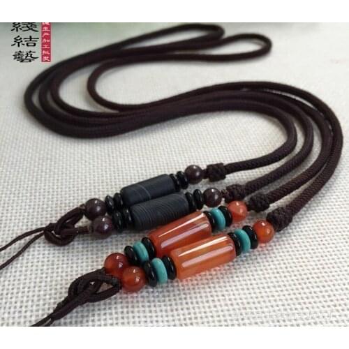 The new luxury boutique Sardonyx Red Agate Bead necklace cord barrel lanyard wholesale