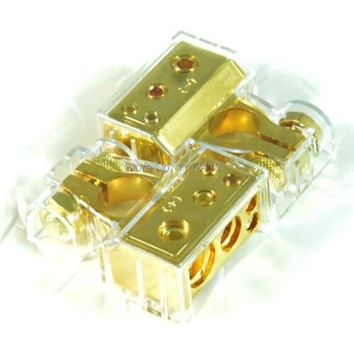One Pair Heavy Duty Car Battery Clamp Terminals Connectors Gold Color