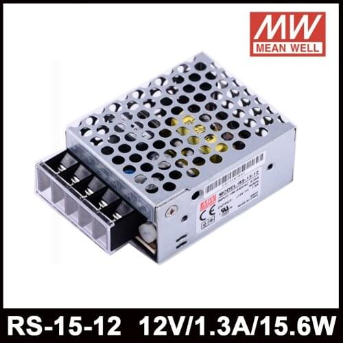 Original Mean Well RS-15-12 85-264VAC To DC 12V 1.3A 15.6W Single Output Switching Power Supply Meanwell Led Driver
