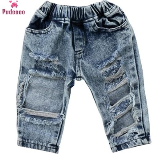 1-5Y Child Newborn Infant Toddler Clothing Kid Baby Girl Boy Bog Hole Jeans Cotton Casual Long Denim Pants Trousers