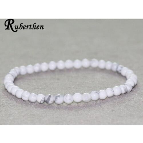 Ruberthen White Howlite Bracelet 4 mm Mini Gem Stone Yoga Bracelet Best Sweethearts Gift Bracelet Drop Shipping
