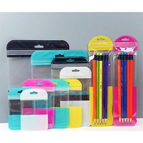 1000pcs/lot 40 Size 5 Colors Self Seal Bag Hang Hole Electronic Accessories Storage Bag Clear Window Sundry Package Bag