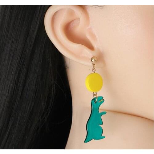 Ms yakeli wafer acetate plate earring color dinosaurs animals earrings children birthday gift lovely jewelry