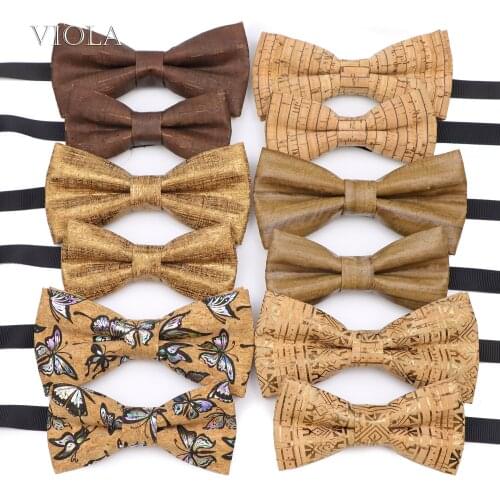 Chic Father Son Cork Wood Bowtie Men Women Kids Pet Butterfly Suit Tuxedo Party Dinner Wedding Bow Tie Gift Creative Accessory