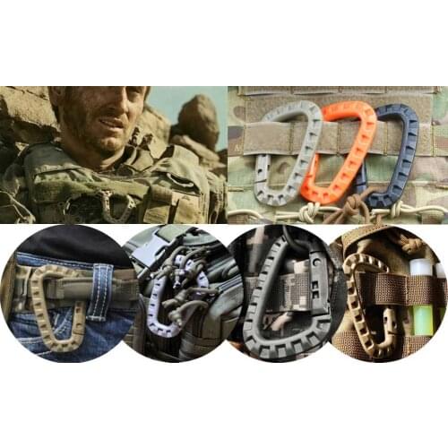 Tactical Carabiner Keychain Hard Polymer Carabiners Climbing D Rings Light Weight Spring Snap Gear Clip Utility Hooks Backpack
