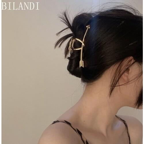 Bilandi Fashion Metal Heart Hair Clip Barrettes Shark Barrette Hair Claws Women Girls Headwear Accessories for Women
