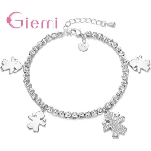 Different Design Girl Figure Shape Design Pendant Bracelets Fashionable 925 Sterling Silver Jewelry For Women Female Gift