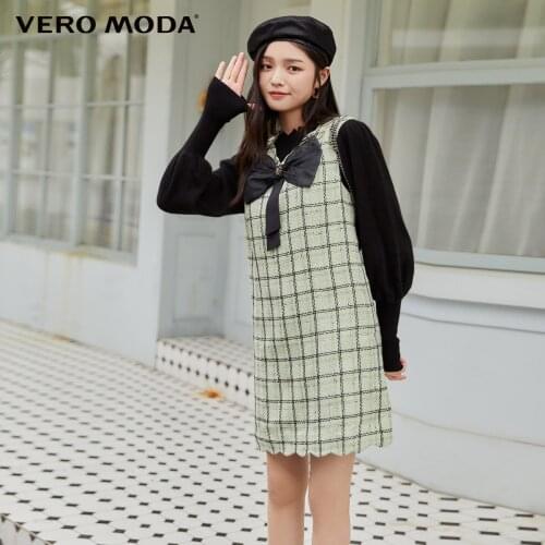 Vero Moda Women Vintage Bow Adorned Plaid Sleeveless Straight Dress | 32047A005
