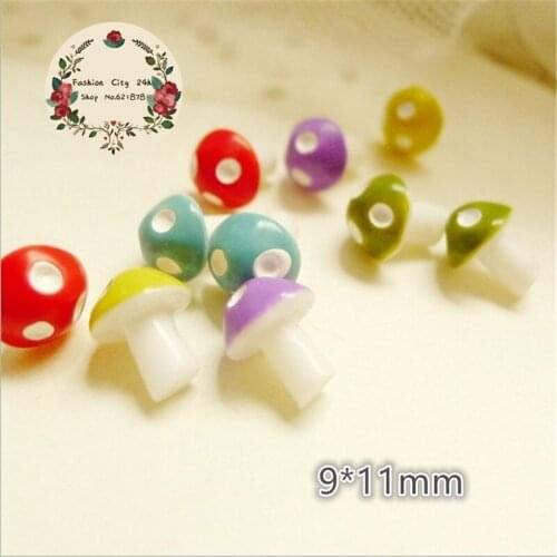 20pcs 9*11mm cute 3d mini resin mushroon imitation miature art DIY micro landscape decoration