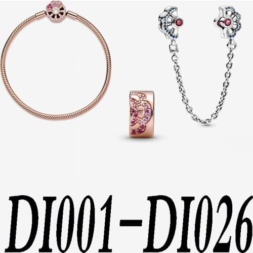 KAKANY 2020 new sterling silver 925 charm pendant bracelet safety chain clip DI001-DI026