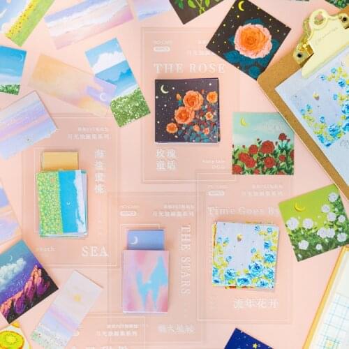 40pcs/Creative Moonlight Oil Painting Daisy Flower Material Sticker Painting DIY Diary Planner Diary Korean Stationery Sticker