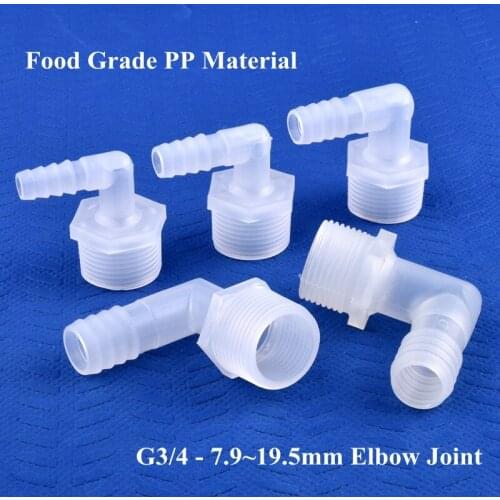 5~200pcs G3/4 To 7.9~19.5mm Food Grade Plastic Pagoda Elbow Connector Garden Irrigation Water Hose Joint Aquarium Tank DIY Joint