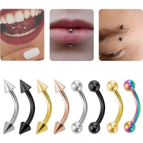 5pcs Stainless Steel Eyebrow Piercing Curved Barbell Banana Ring Lip Tongue Navel Stud Snug Daith Helix Earring Body Jewelry 16G