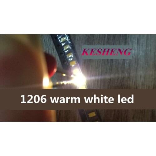 50PCS 1206 (3216) SMT Warm White SMD Surface Mount LED Chip LED Light Emitting Diode Lamp SMD Ultra Bright Electronic Component