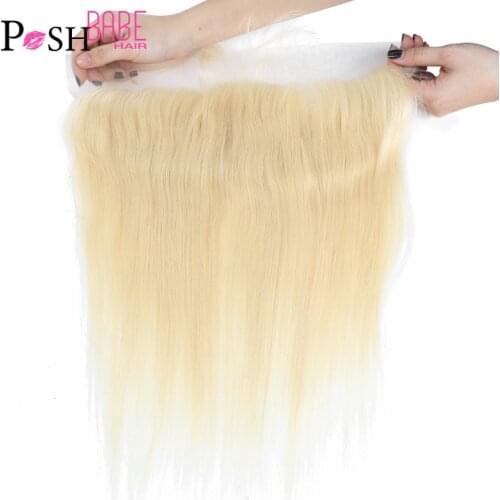 POSH BABE 613 Honey Blonde 13x4 Ear to Ear Lace Frontal Closure Middle Part Brazilian Straight Human Hair Closure Free Shipping
