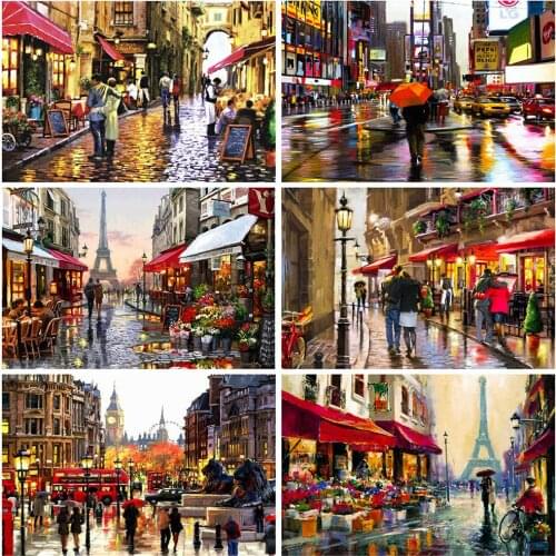 Diamond Painting Street 5D DIY Diamond Embroidery City Landscape Cross Stitch Couples Rhinestone Art Home Decor Gift