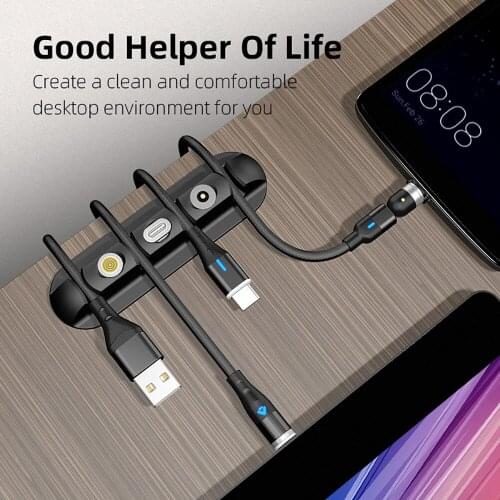 FLOVEME Data Cable Organizer Desktop Universal Fixing Clamp Wire Holder Magnetic Tips Storage For USB C Type-C Cable Organizer