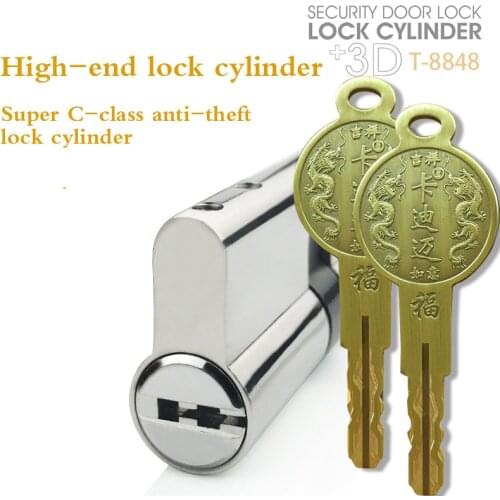 Door Lock stainless steel Cylinder Double Open Break Anti Pry Stainless Steel Bar Brass Snake Groove Cylinder Full 8 Keys