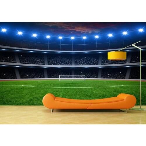 Wholesales Custom Art Photo Wallpaper Football Field Wall Decoration Poster Vinyl Removable Wall Mural Wall Stickers For Bedroom