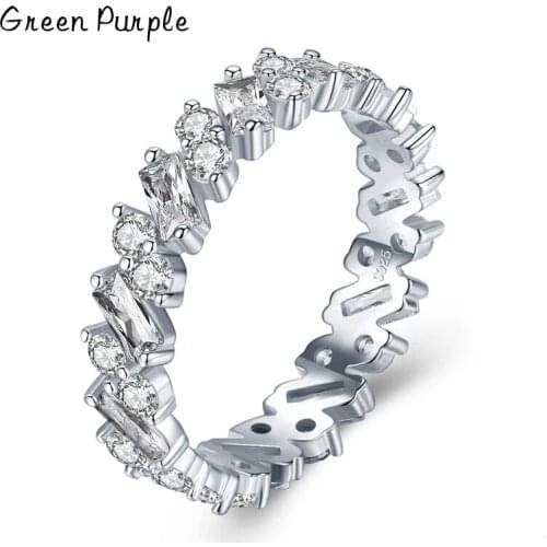 Green Purple Rings With Cubic Zirkonia For Women