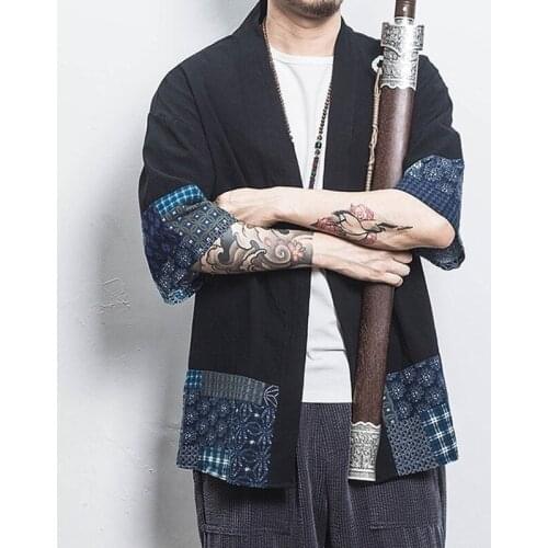 Kimono Cardigan Men Japanese Obi Male Yukata MenS Haori Japanese Samurai Kimono Shirt Men Traditional Japanese Clothes