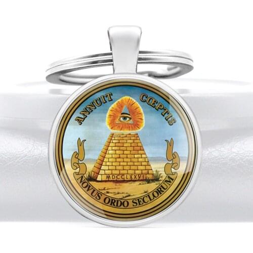 Classic Eye of Providence Glass Dome Metal Key Chain Charm Men Women All-seeing Eye Jewelry Key Rings